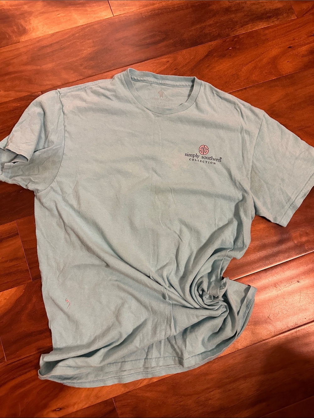 Simply Southern women’s Pale Blue Short Sleeve Tee with Small Chest Logo
